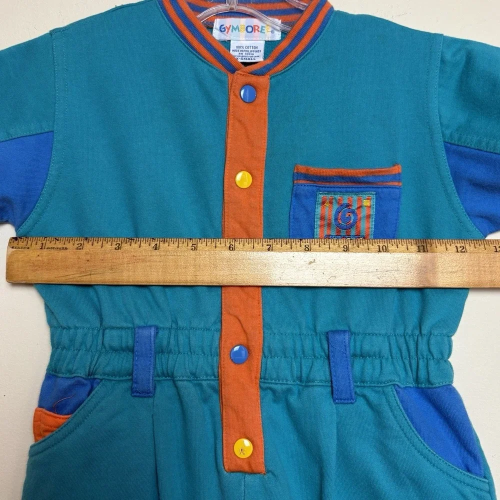 Vintage Rainbow Tag Gymboree Romper Size XS Green Orange Blue